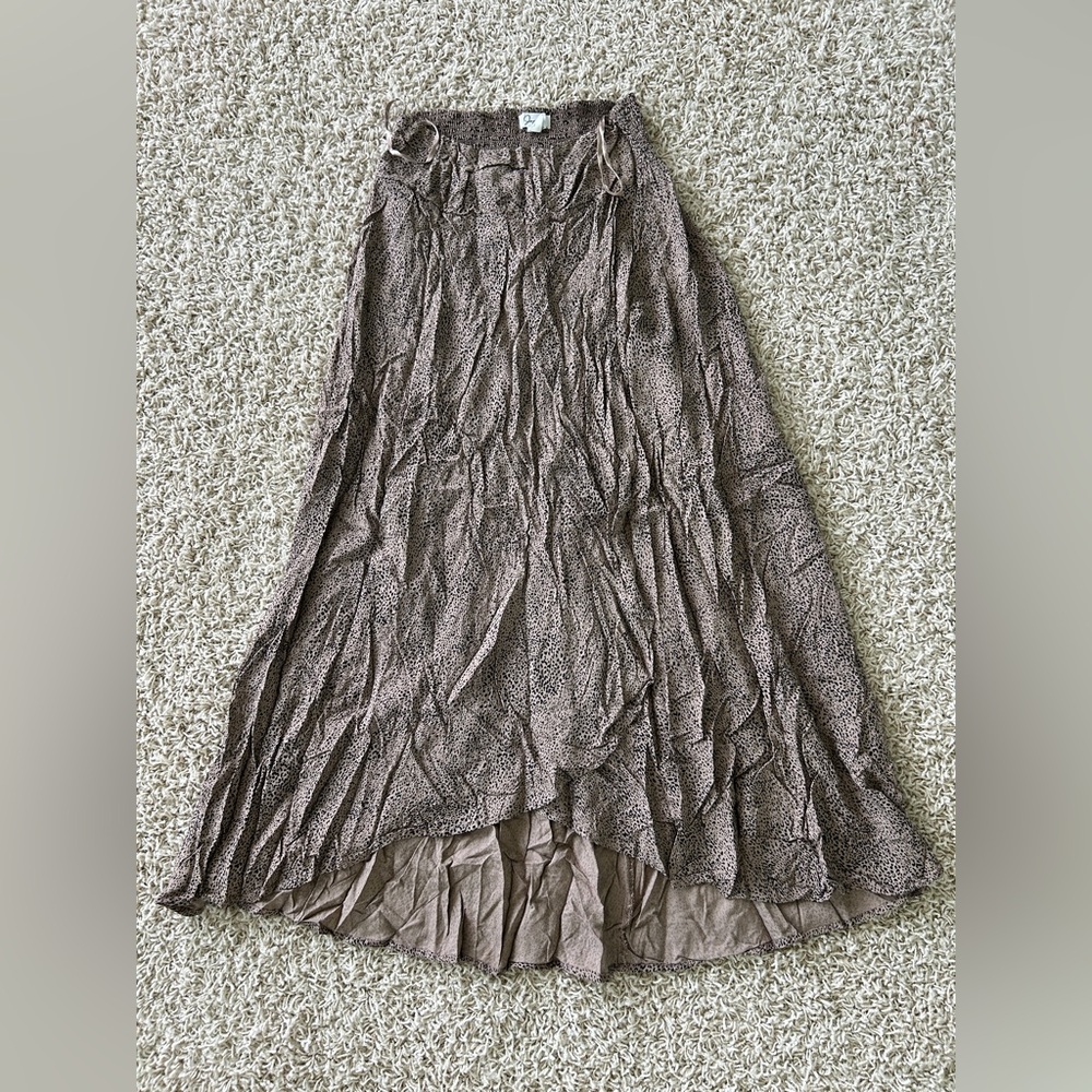 Japna Women’s Medium Brown Leopard Print Maxi Skirt
